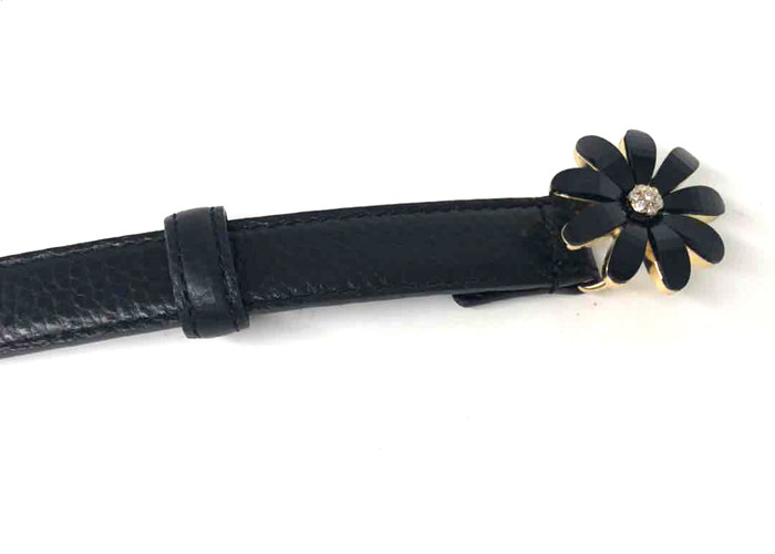 20mm Womens Genuine Leather Belt With Flower Shape Buckle