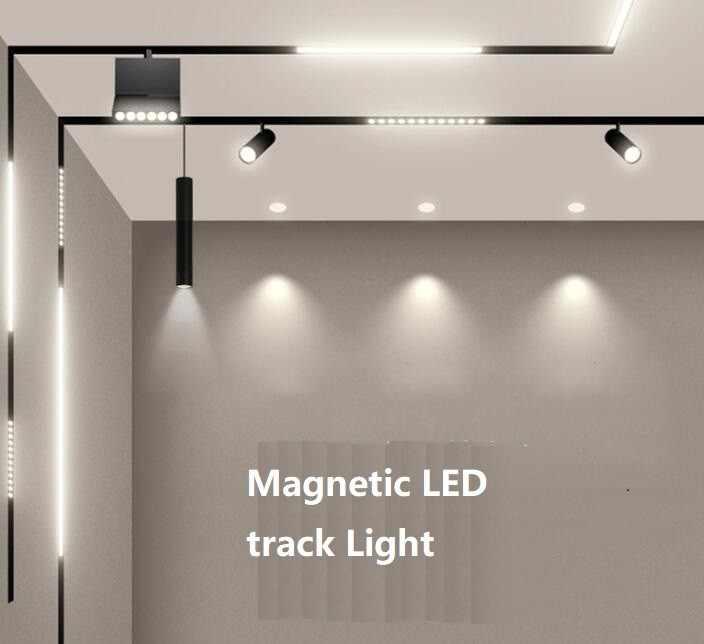 New Trend Magnetic Track Light 48V LED Track Lighting System 6W 12W 18W Rail COB Spotlight Dimmable Linear Track Light