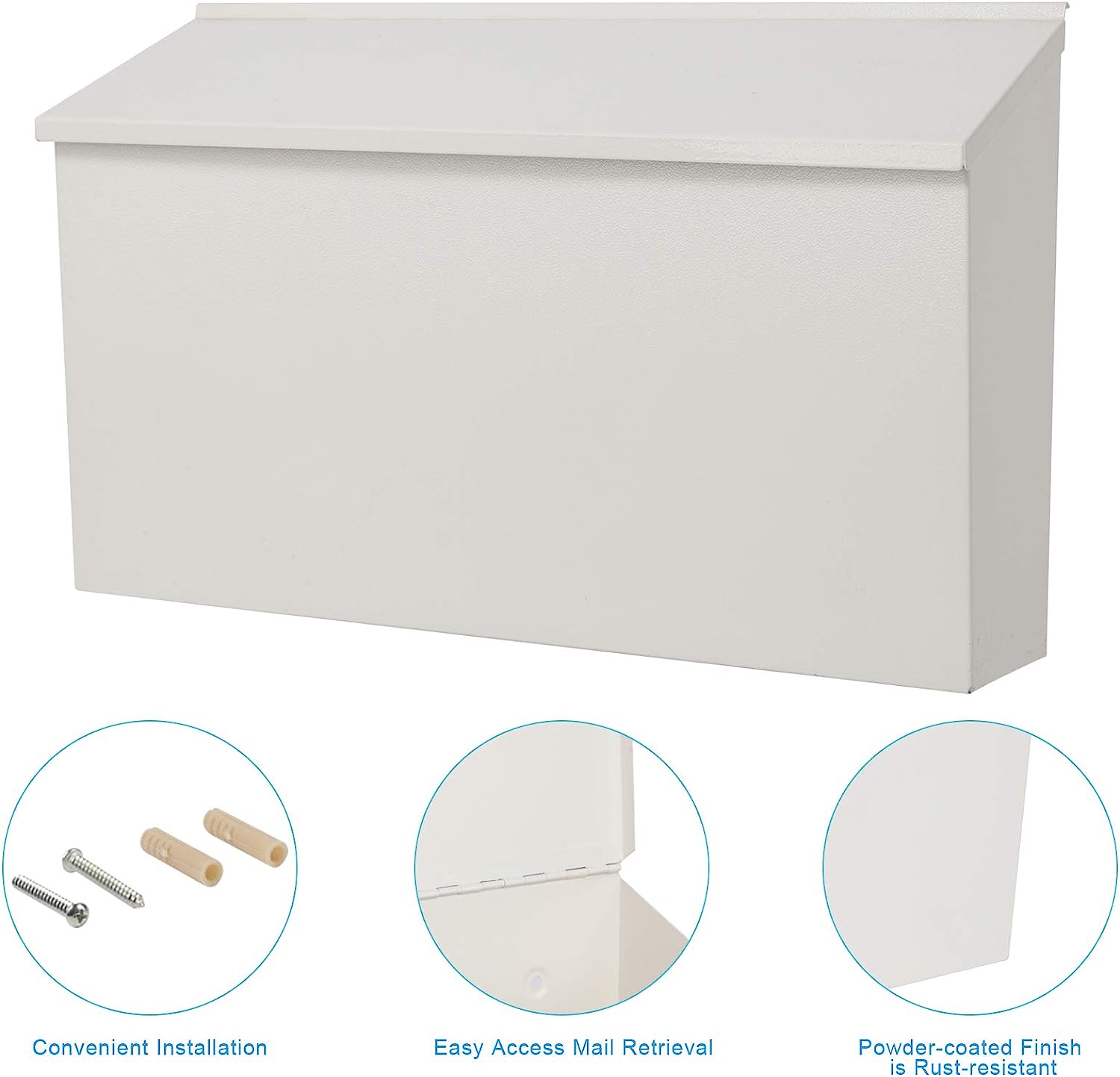 Professional Medium Capacity Heavy Duty Steel Black Wall Mount Mailbox 0.8mm Thick