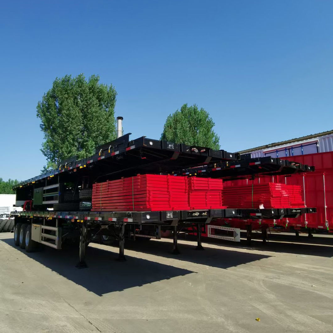 China Top Supplier 3 Axle Flatbed/Platform Semi Trailer for 20 FT/40FT/45FT Container Cargo Transport