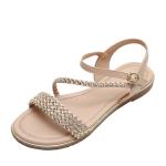 BS170 Fashion Sandals Women'S European And American Rhinestone Cross Strap Back