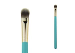 Wholesale Grey Nylon Hair Tapered Blending Brush Gold Aluminum Ferrule With Blue Wooden Handle from china suppliers