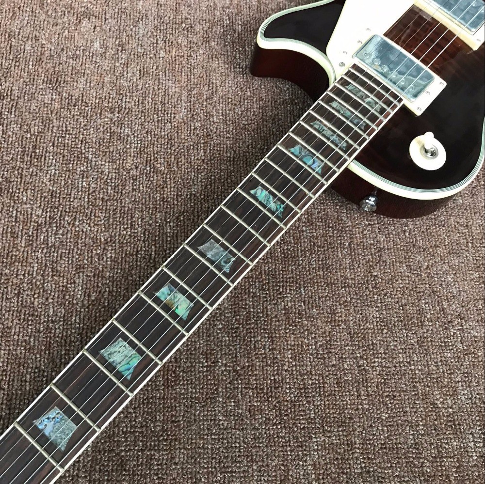 Custom Sale LP electric Guitar Tiger striped maple cover Mahogany body classic 60 black musical instruments