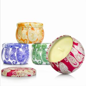 Wholesale Vintage Pattern Small Scented Candles Tin Candle Jar With Soy Wax Scented Natural Plant Oil from china suppliers