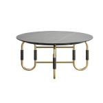 Living Room Stainless Steel Round Central coffee Table With Bright Gold Mirror