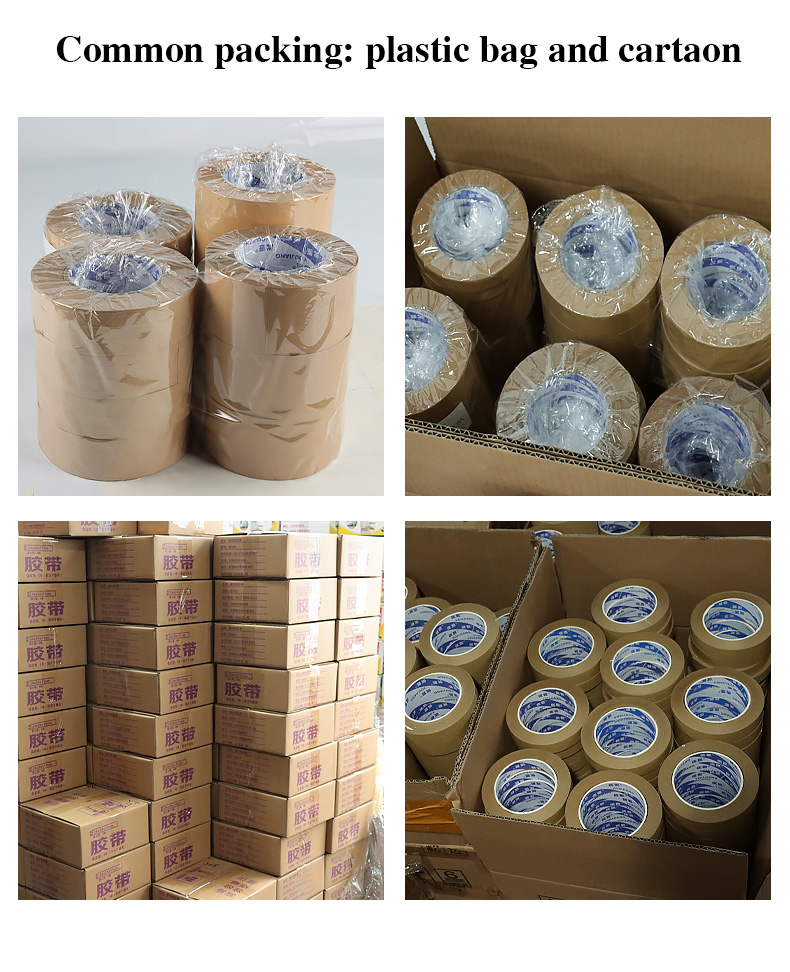 Brown Reinforced Gummed Kraft Paper Tape Handwriting Fiber Jumbo Rolls Waterproof