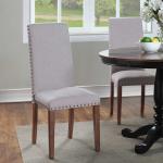 Wood Legs 17.72" L Grey Dining Chairs Set Of 2 / Fabric Dining Room Chairs 27