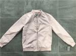 Menswear Zip PU Leather Coat Pink Polyester Nylon Bomber Jacket With Rib Detail