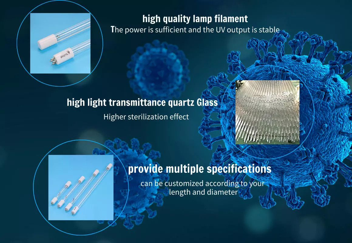 single ended 150w Quartz Ultraviolet Light For Waste Water Disinfection