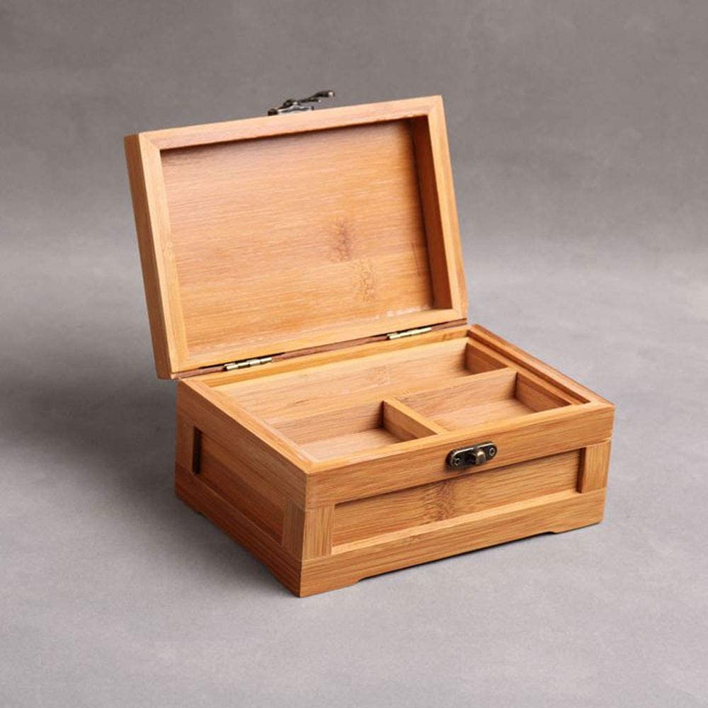 Independent Locker Double Stash Box Bamboo Jewelry Storage Box With Tray ODM