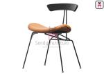 Industrial Style Metal Restaurant Chairs Brown Leather Wires In Loft Retro Look