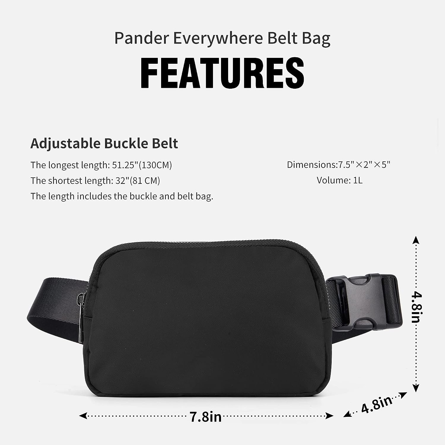Crossbody Waterproof Belt Bag With Adjustable Strap For Traveling Running Hiking