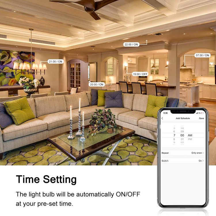 Wireless 6 Watt Smart Wifi LED Bulb CT 2700K Soft Warm White Voice Control Light Bulb
