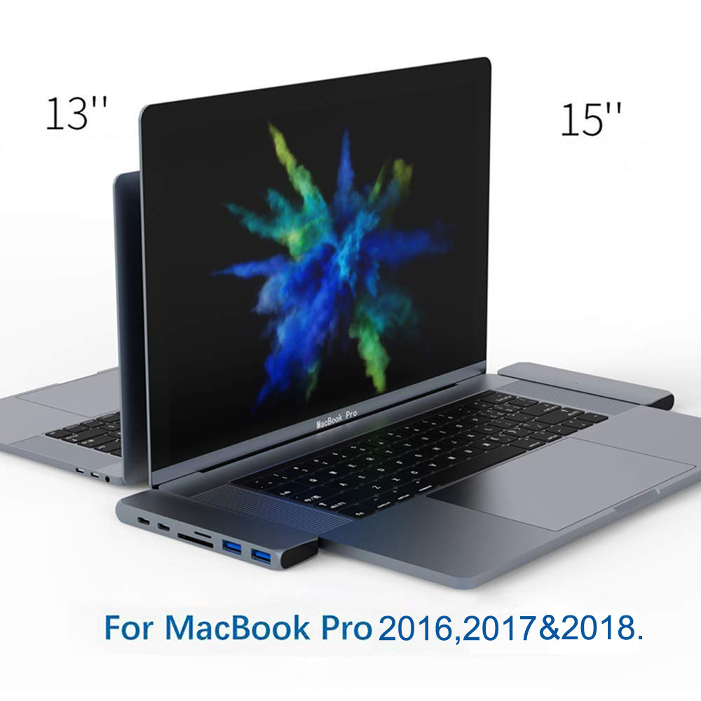 USB C Hub 7 in 1 Adapter Dual Type C Docking Station to 40Gbps Thunderbolt 3,Dual USB 3.0 4K 30Hz SD&TF Card reader