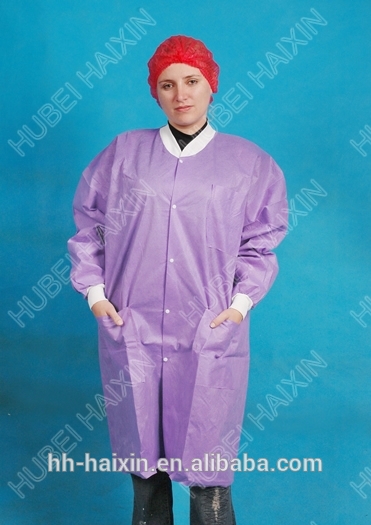 Single Collar PP Disposable Lab Coats ISO13485 Standard