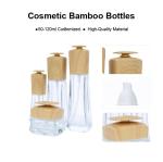 Transparent Glass Cosmetic Bamboo Bottle Bamboo Cosmetic Jar Set With Bamboo