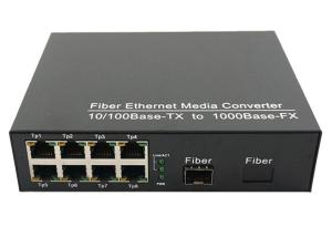 Wholesale Fiber Media Converter With 10/100mbps Or 10/100/1000mbps 1 SFP Fiber And 8RJ45 from china suppliers