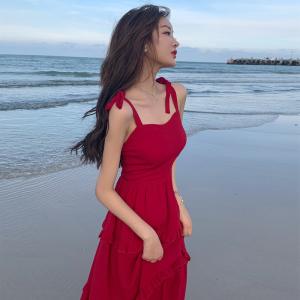 Wholesale Super Fairy Red 105cm Ladies Summer Beach Dresses from china suppliers