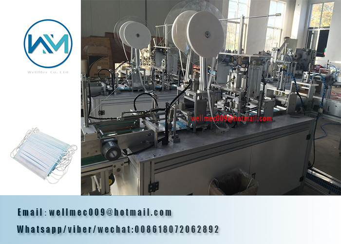 200 PCS / MIN 3ply Plane Face Mask Making Machine with Ear Loop Welding Device