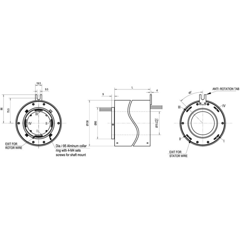 Multi Circuit Through Bore Slip Ring For Military Devices / Radar Antennas / Robotics