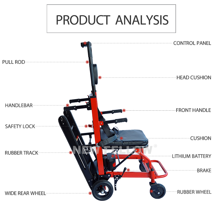 Folding Stair Climbing Wheelchair For Elderly , Long Life Stair Stretcher
