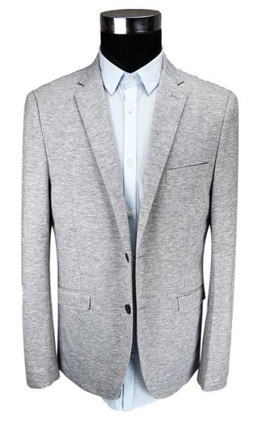 Fashion Mens Knit Blazer / Fabric Casual Blazer Grey Mel All Cotton Office