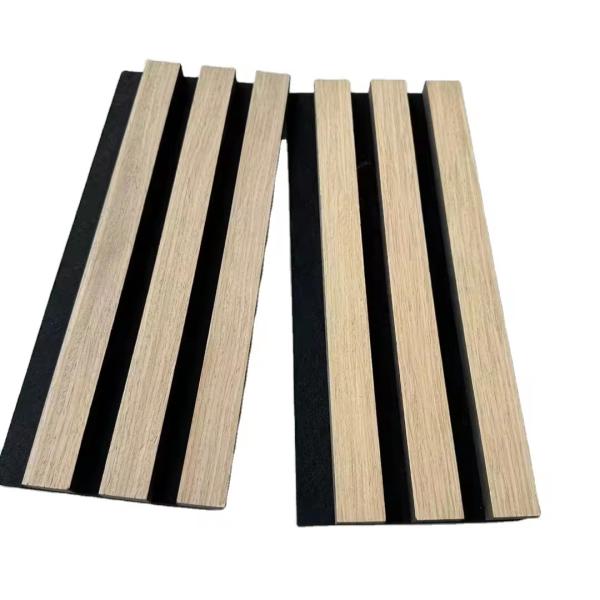 Wholesale with Competitive Price Akupanel Wood Veneer MDF Covered PET Wood Slat