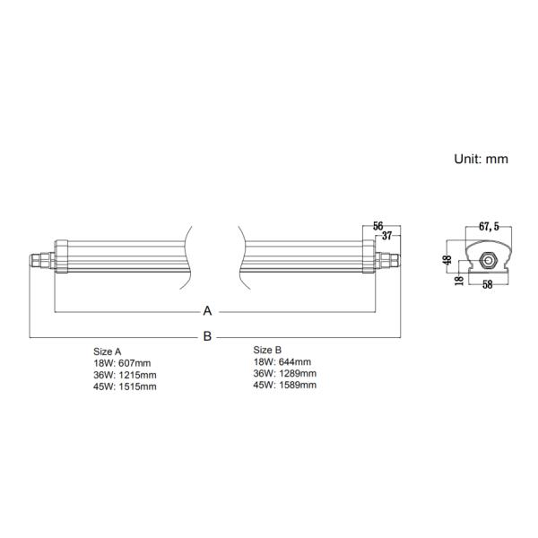 150cm length 45W Linkable IP68 Tri-proof LED Llight, LED Tri-proof Light&Housing on sales