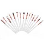 Jessup 15pcs Eye Makeup Brush Set Pearl White/Rose Gold Aluminium Ferrule T217