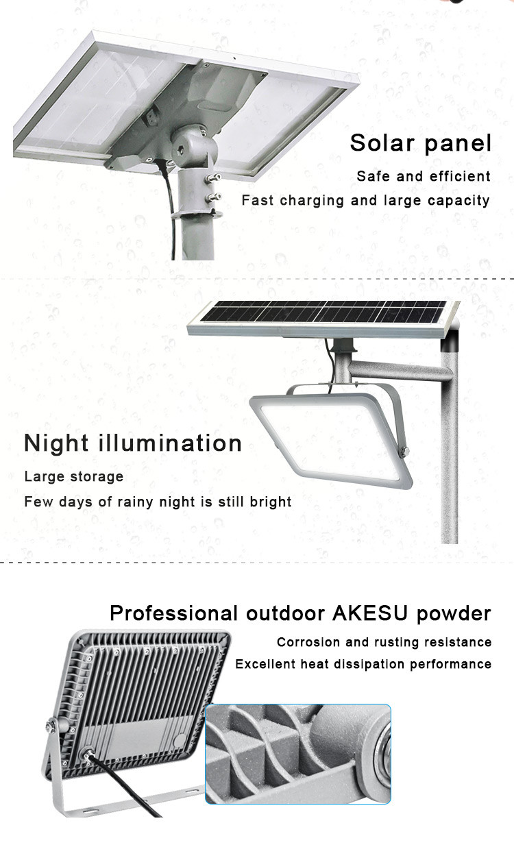 Smart Slim Solar Powered Flood Lights 100w 200 W 240 W 300 W Rechargeable RGB
