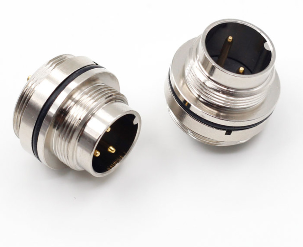 M12 right angle Panel mount Male Female automative 5 pin solder waterproof antenna AISG connector
