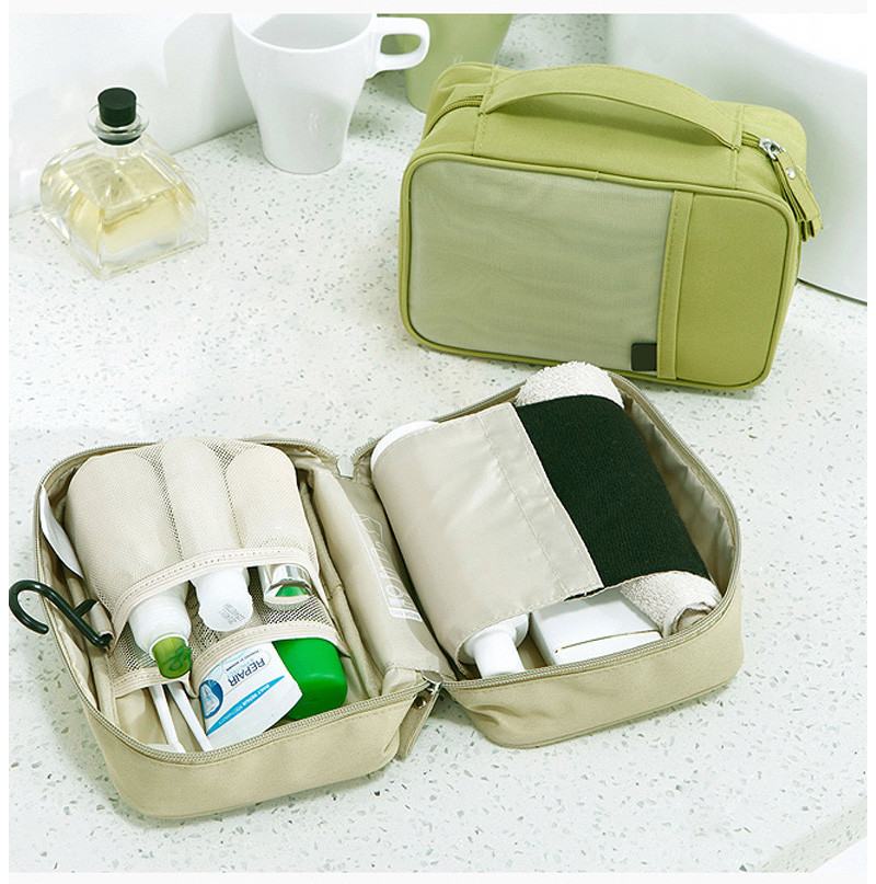 Square Green Hanging Waterproof Polyester Cosmetic Bag