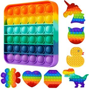 Wholesale Push For Pop Fidget Toy Square Sensory Toy Rainbow Push Bubble Stress relief Kids tiktok Family games from china suppliers