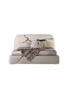 Wholesale Lapiaz King Upholstered Platform Bed Inlaid Gold Stainless Steel from china suppliers