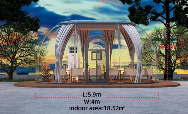 Camping Outdoor Bubble Tents 18.52M2 Pre Fabricated Homes Dome Transparent Tent