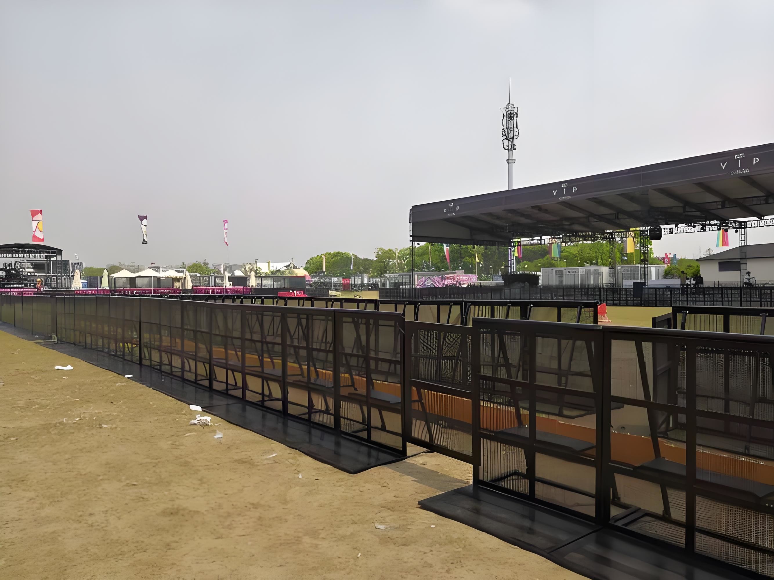 1.2M Aluminum Crowd Control Barricades Black Silvery Mojo Crowd Control Fence