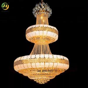 China LED Gold K9 Crystal Hanging Ceiling Light Modern Round Crystal Chandeliers on sale