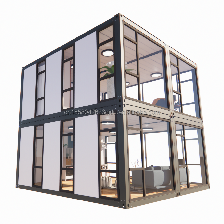 Office Convenience for Supermarket Large Curtain Wall Glass Window Movable House Container Room