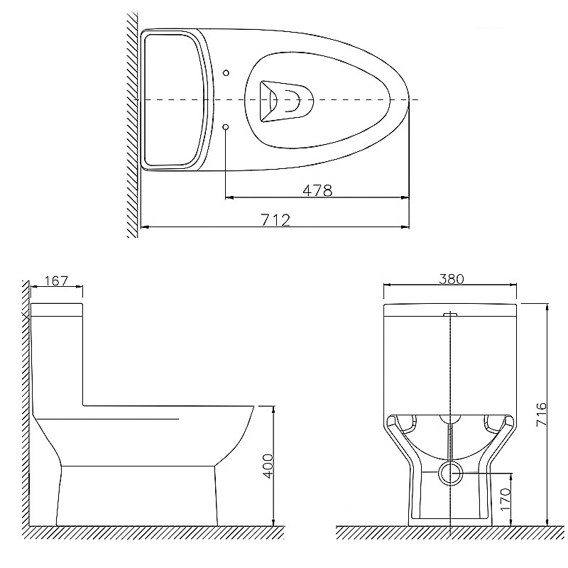 Chair Height Elongated One Piece Toilets With Soft Seat Washdown Flushing