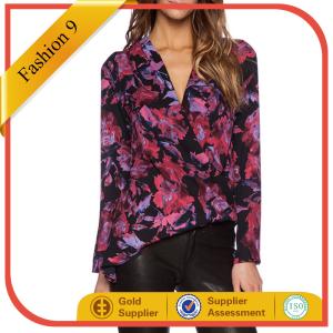 Wholesale Floral Printed CROSSOVER BLOUSE from china suppliers