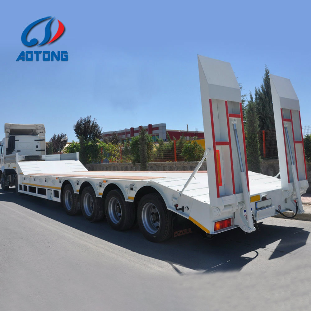 Transport Heavy Equipment Conveniently with Aotong Mechanical Folding Low Bed Trailer