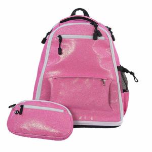 Wholesale Fashionable Pink Glitter Sparkle Cheerleading Bag With Water Bottle Holders from china suppliers