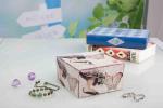 L13*W13*H7CM Modern Wood Furniture Fabric Covered Jewelry Box For Wedding Party