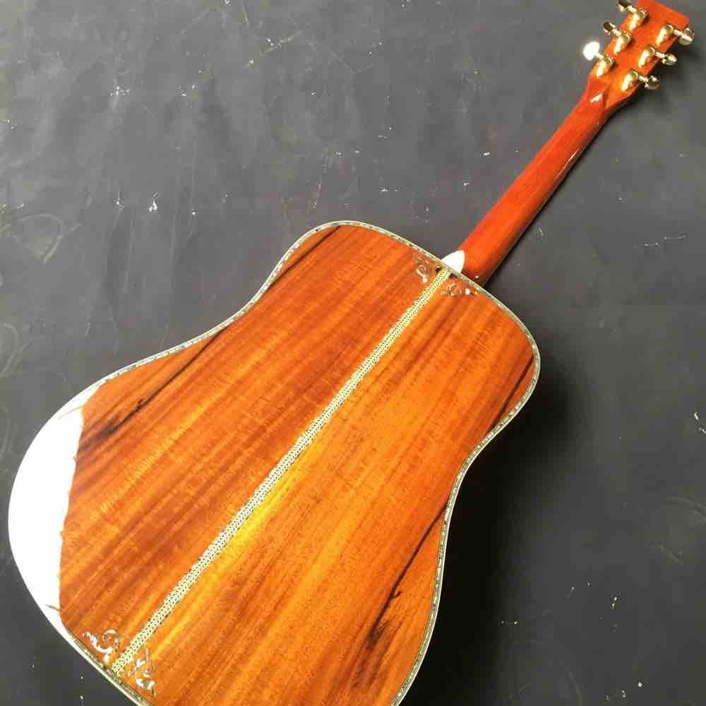 Real Abalone Inlays Ebony Fingerboard 41" Koa Wood Classic Acoustic Guitar
