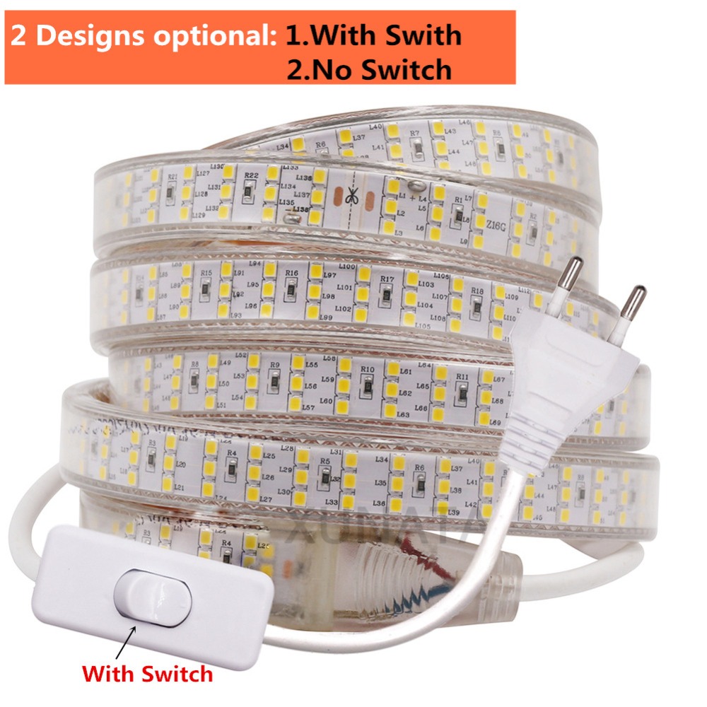 SMD 2835 Led Flexible Strip Lights , AC220V Led Waterproof Strip Lights
