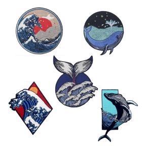 Wholesale Felt Fabric Great Wave Off Kanagawa Patch For Leather Jackets from china suppliers