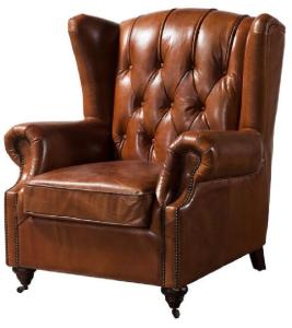 Wholesale Georgian Regency Full Leather Chesterfield Wing Back Armchair from china suppliers