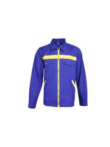 Wholesale 240 GSM Blue Contrast Yellow Workwear Jacket 65% Polyester 35% Cotton Twill 3/1 from china suppliers