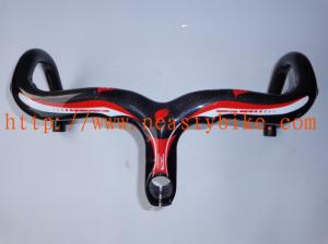 Wholesale NEASTY High Quality Full Carbon Black+Red Road Bike/Bicycle Handlebar with integrated Stem from china suppliers