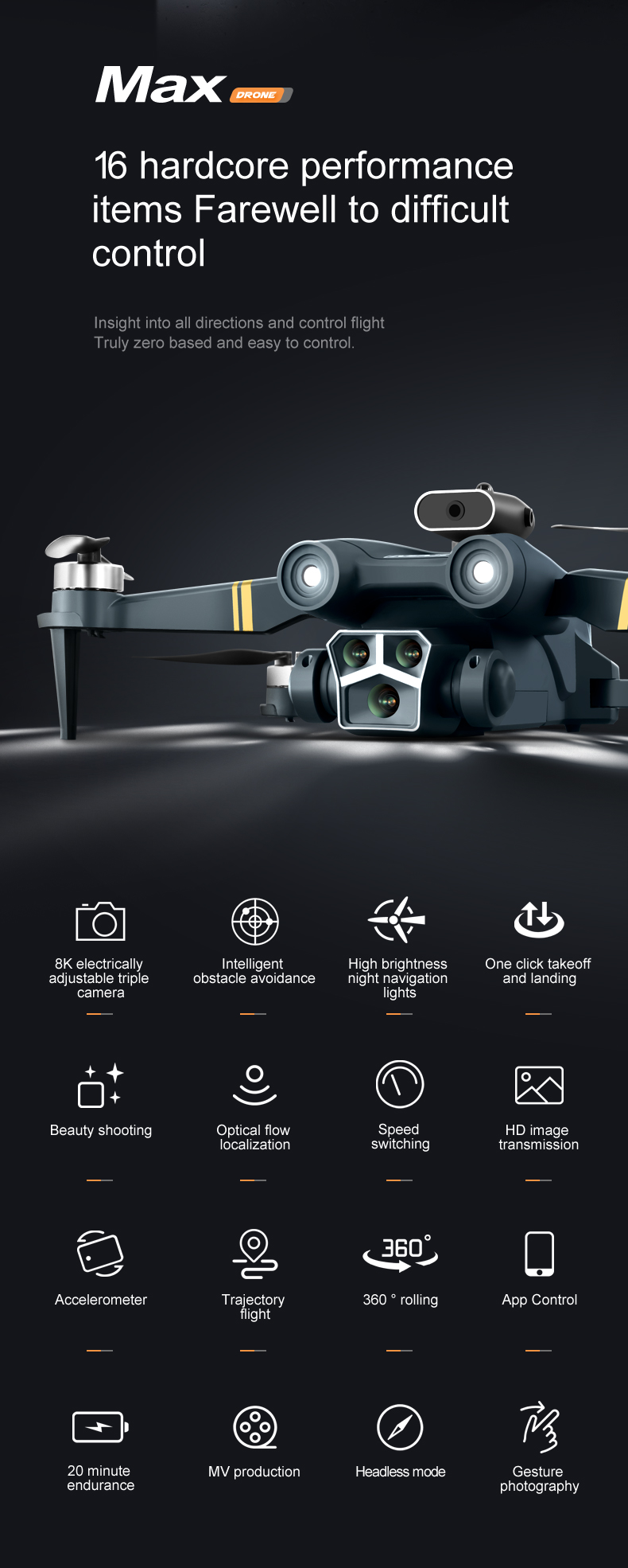 Beginner Drones HUGTEC W17HW Waypoint Flight Planning Slow Descending Landing UAV for 8-10MIN Event Coverage
